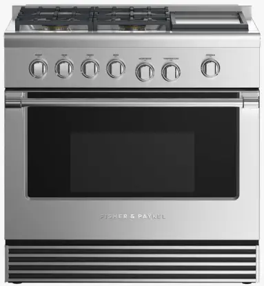 FISHER PAYKEL RDV2-364GD-L_N Dual Fuel Range, 36 Inch, 4 Burners with Griddle