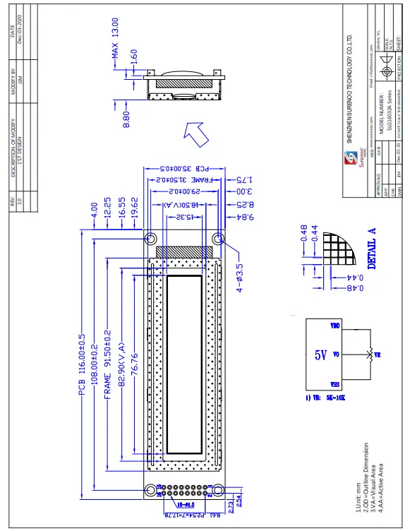 Surenoo SLG16032A Series Graphic LCD Module - Fig 2