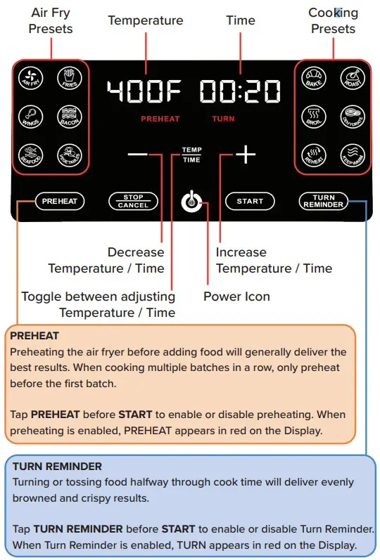 Gourmia 8QT Stainless Steel Digital Air Fryer GAF838 - AIR FRYER