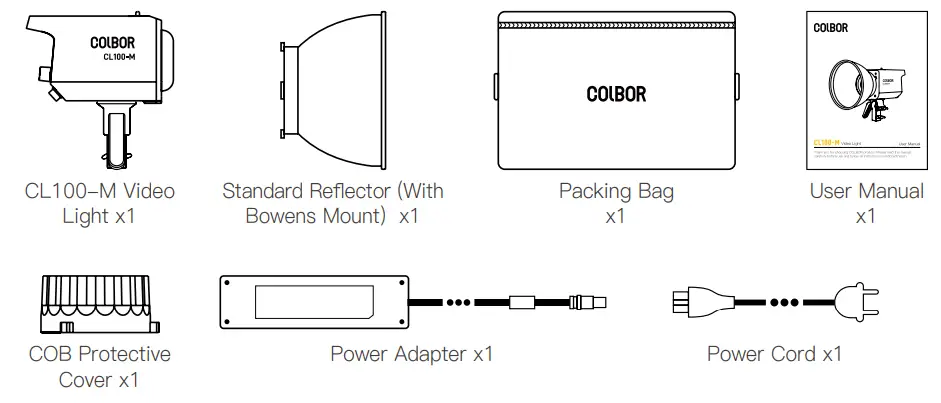 COLBOR CL100 M LED Video Light - Package List