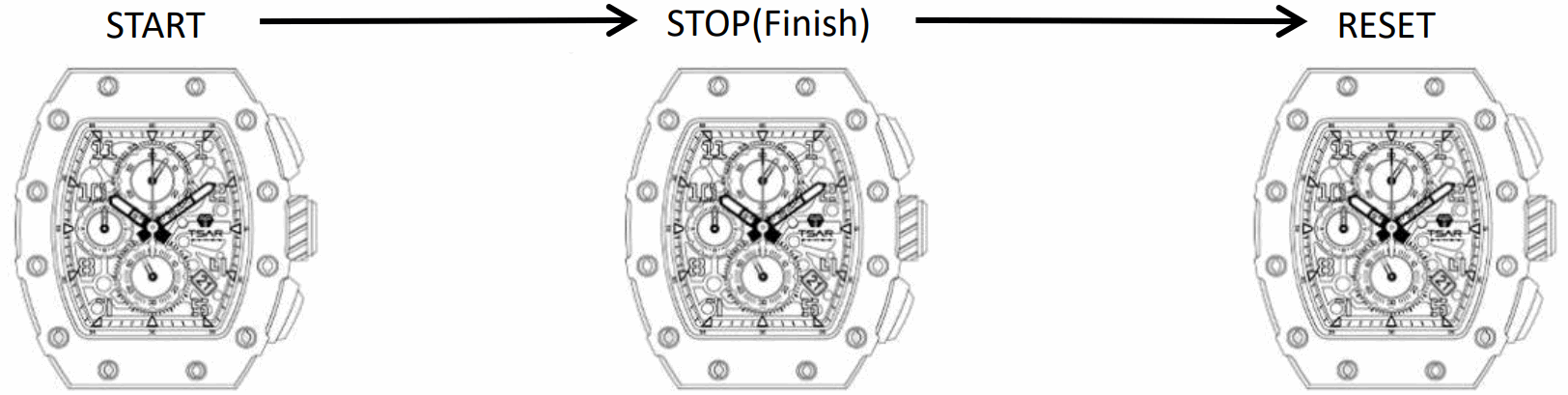 TSAR BOMBA TB8204Q Quartz Movement Waterproof Watch - CHRONOGRAPH