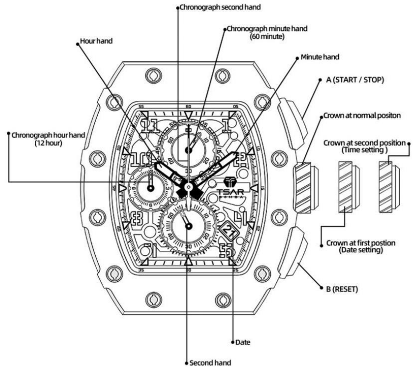 TSAR BOMBA TB8204Q Quartz Movement Waterproof Watch