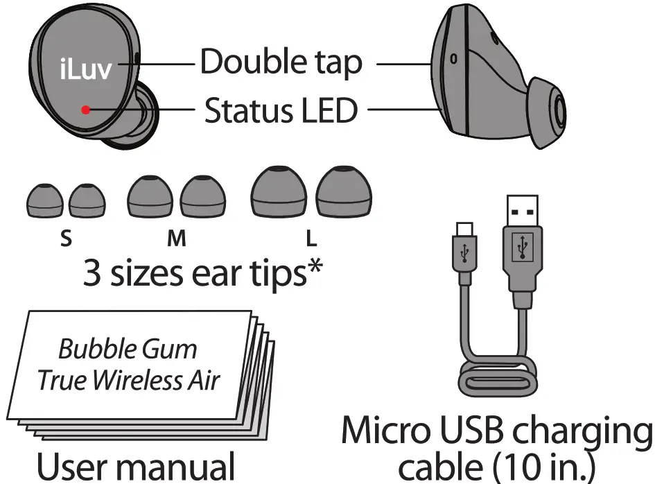 TB200 Buttonless True Wireless Stereo Earbuds with Charging Case - Earbuds