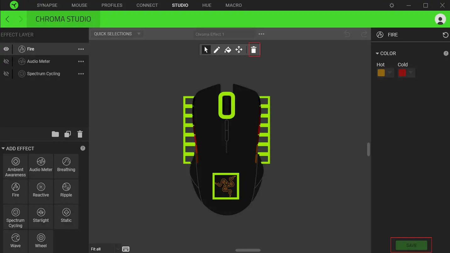 Remove a Chroma effect on Razer Synapse 3