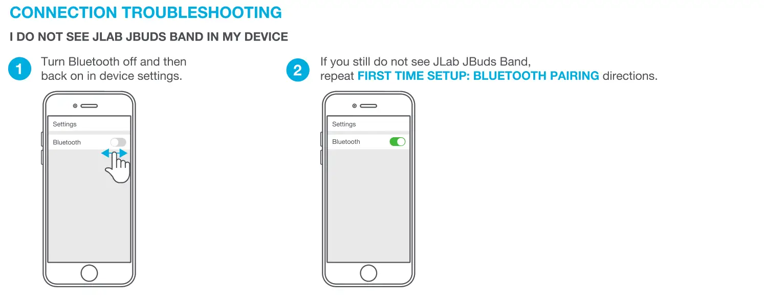 JLab JBuds Band Earbuds connection troubleshooting 1