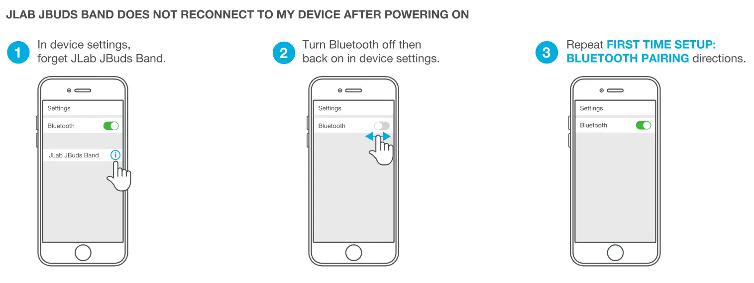 JLab JBuds Band Earbuds connection troubleshooting 2