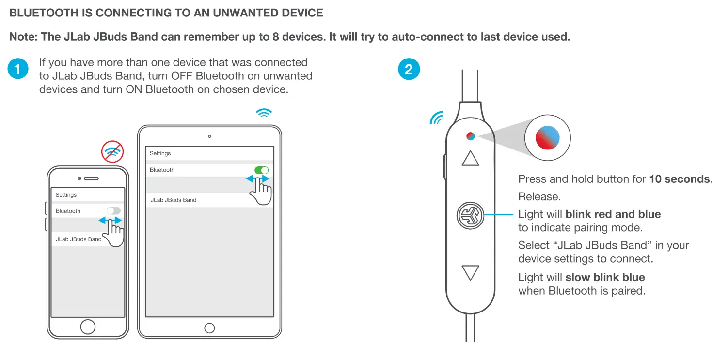 JLab JBuds Band Earbuds connection troubleshooting 3