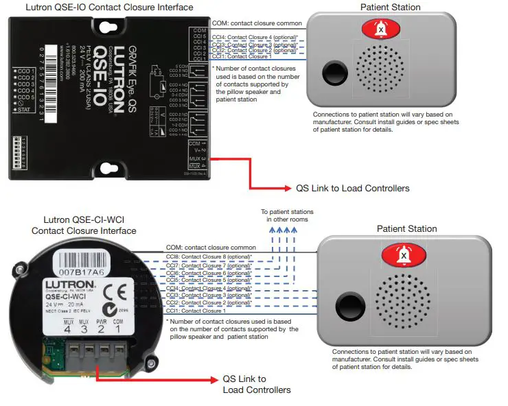 Lutron Patient Room Pillow Speaker Remote - Lutron QSE-IO Contact Closure Interface