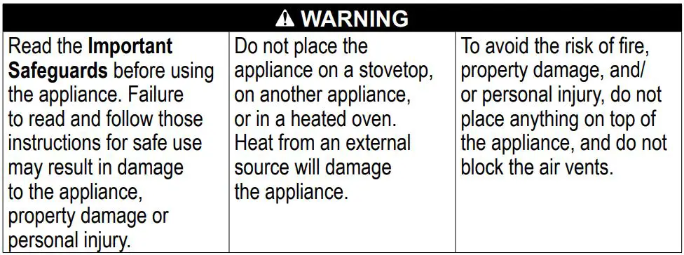 Instant B07VHFMZHJ 6 Quart Air Fryer User Manual - Warning