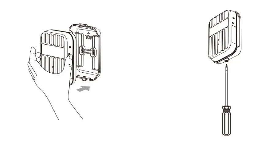 SERCOMM LL-AF2-ST-SM-ATK42 SuperTag Plus - After affixing the mounting bracket, insert the into the mounting bracket and secure it by tightening the screw located on the bottom