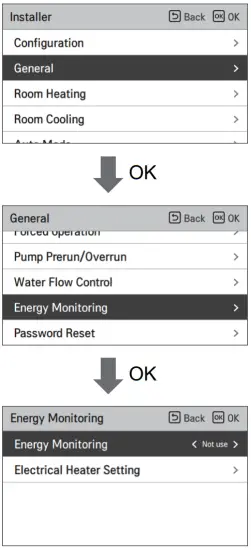 LG MFL68026705 Air To Water Heat Pump - Energy Monitoring Setting