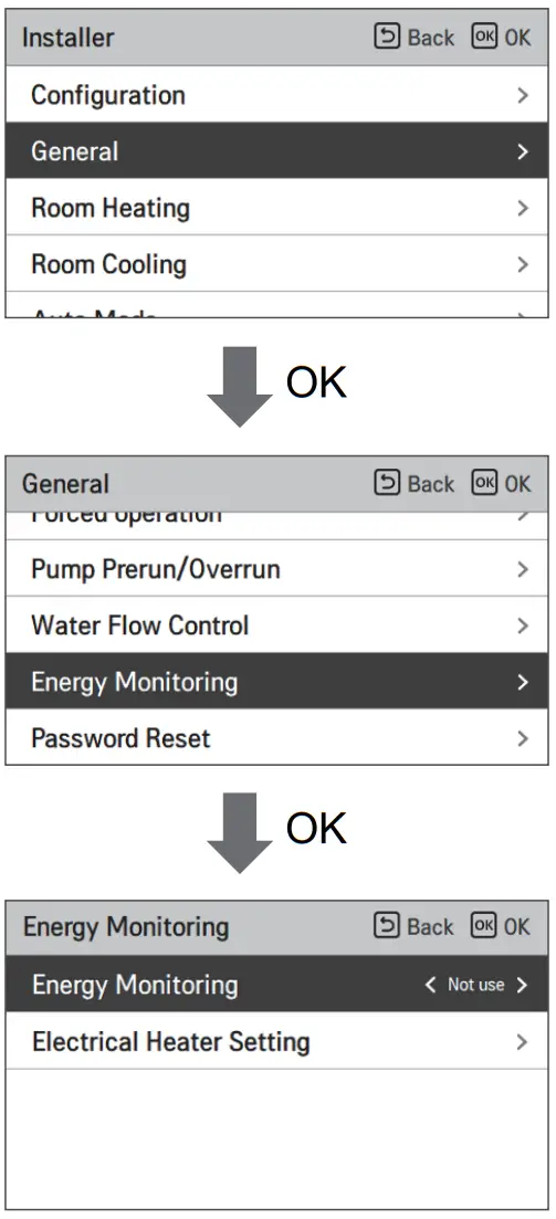 LG MFL68026705 Air To Water Heat Pump - Energy Monitoring Setting