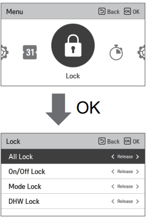 LG MFL68026705 Air To Water Heat Pump - Lock setting