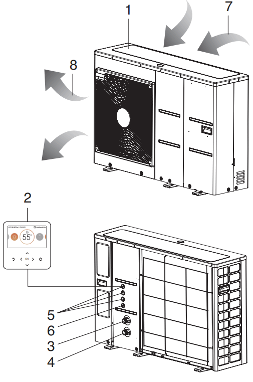 LG MFL68026705 Air To Water Heat Pump - Name and function of parts