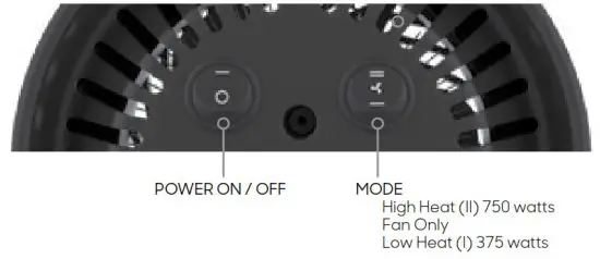 sharper image radius 5h personal heater - BACK VIEW