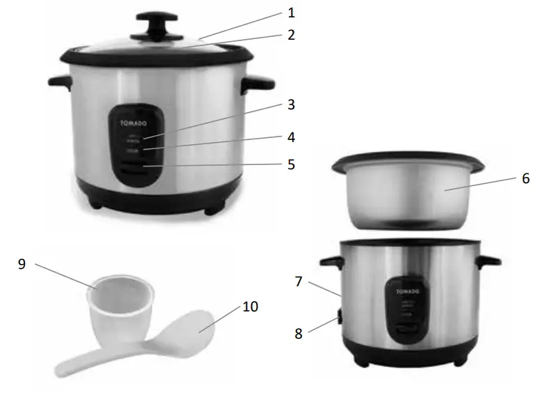 TOMADO TRC1001S Rice Cooker - parts