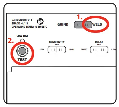 ozito ADWH 011 Auto Darkening Welding Helmet - Checking The Battery