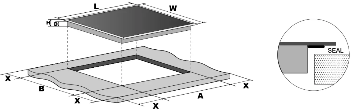 CANDY CEH6DXECTT Ceramic Hob - installation equipment