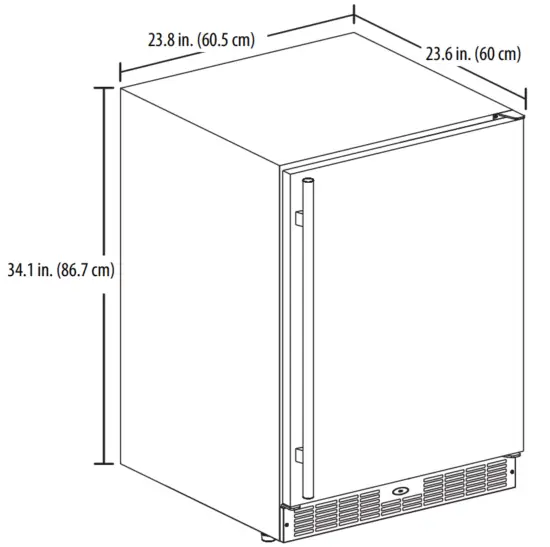 INSIGNIA NS OCF55SS2 24 Inch Outdoor Compact Refrigerator - Dimensions