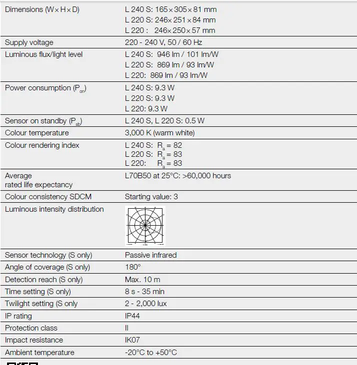 steinel L 220 S LED House Number Wall Light product 4461