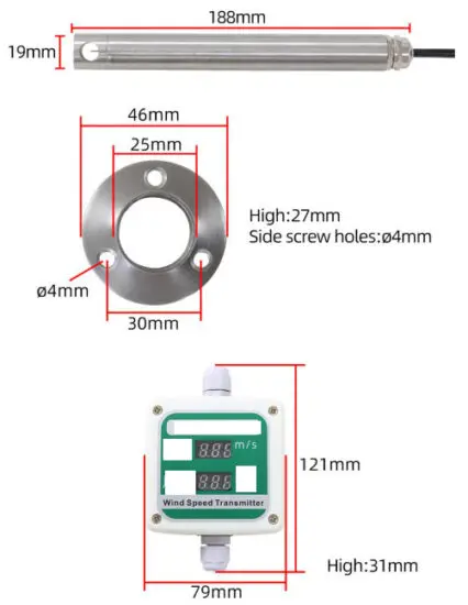 SONBUS XM3789B Steel Pipe Wind Speed Sensor - fig