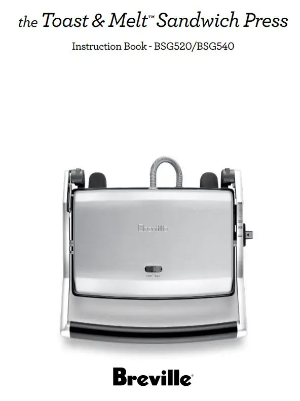 Breville Toast and Melt Sandwich Press User Manual