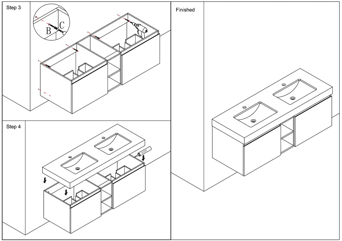 jimsidea H Wall Mounted Bathroom Vanity - fig1