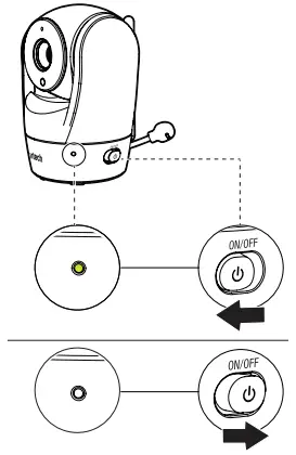 vtech Full Color Pan and Tilt HD Video o ON to power on