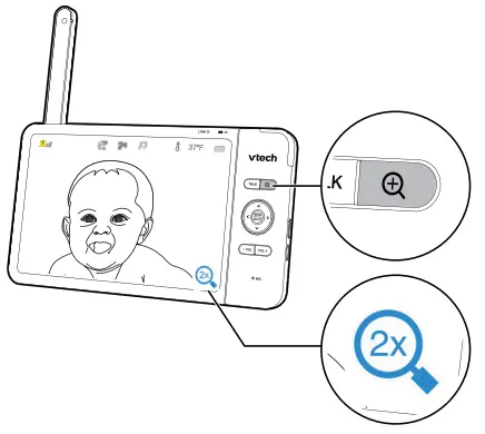 vtech Full Color Pan and Tilt HD Video zoom in or ou