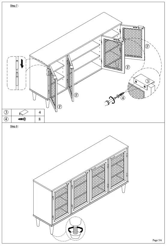 merax EC SBW 6201 White Large Storage Space Sideboard - fig21