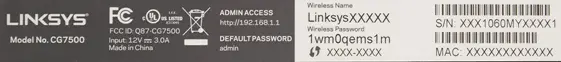 MAC label for Linksys CG7500
