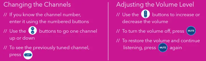 anging the Channels and Adjusting volume