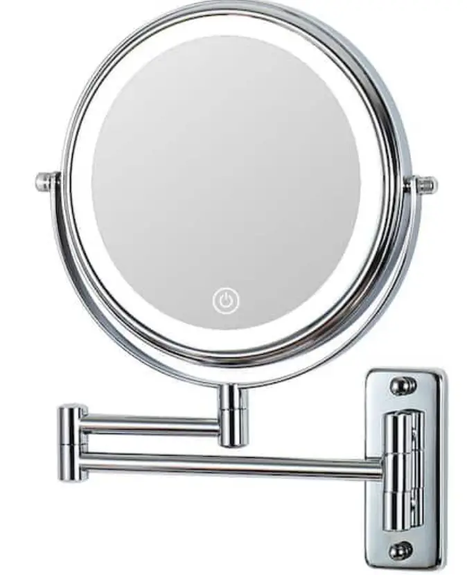 HOMEDEPOT 761016694491 Round Stainless Steel Framed 1X-10X Double-Sided and 360 Degree Swivel Wall Bathroom Vanity Mirror product