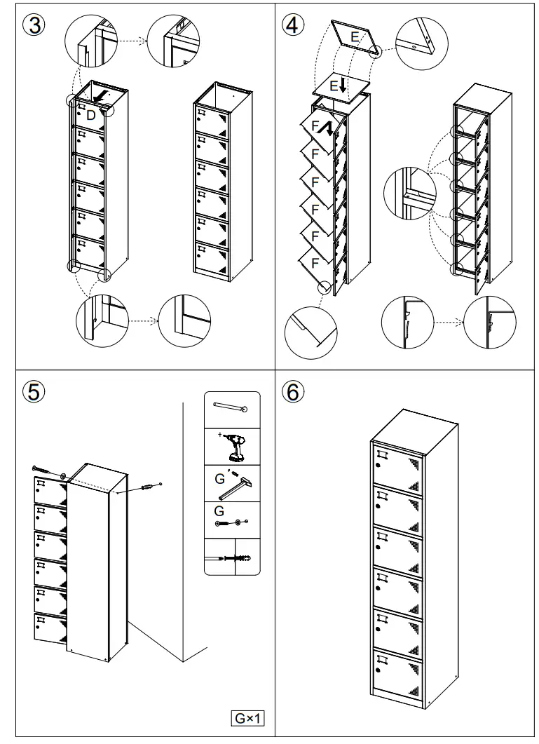 HOMEDEPOT SXB939687 Metal Locker 6 Doors Employees Locker Storage Cabine - Fig 1