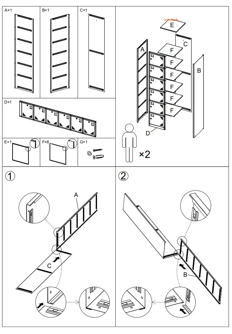 HOMEDEPOT SXB939687 Metal Locker 6 Doors Employees Locker Storage Cabine - Fig