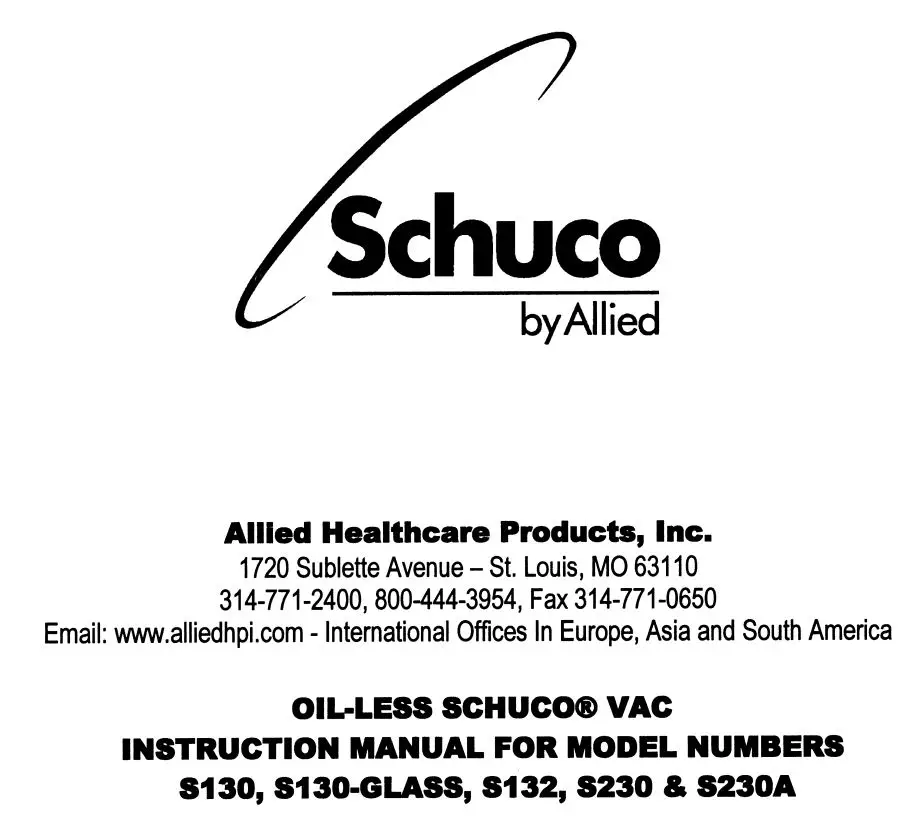 Allied S130 Healthcare Portable Aspirator User Manual