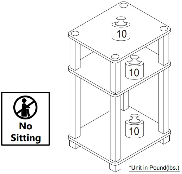 Furinno 221259APBK Turn N Tube 3 Tier End Table - Maximum Weight