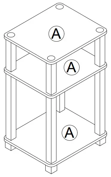 Furinno 221259APBK Turn N Tube 3 Tier End Table - PARTS LIST