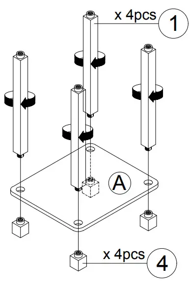 Furinno 221259APBK Turn N Tube 3 Tier End Table - STEP 1