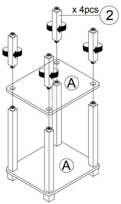 Furinno 221259APBK Turn N Tube 3 Tier End Table - STEP 2