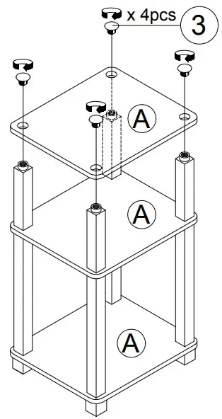 Furinno 221259APBK Turn N Tube 3 Tier End Table - STEP 3