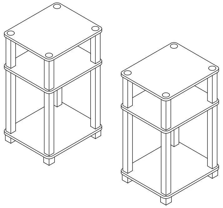 Furinno 221259APBK Turn N Tube 3 Tier End Table