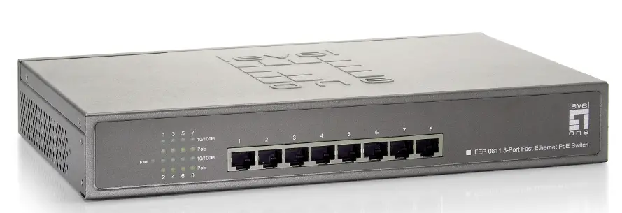 level one FEP-0811W250 8-Port Fast Ethernet PoE Switch