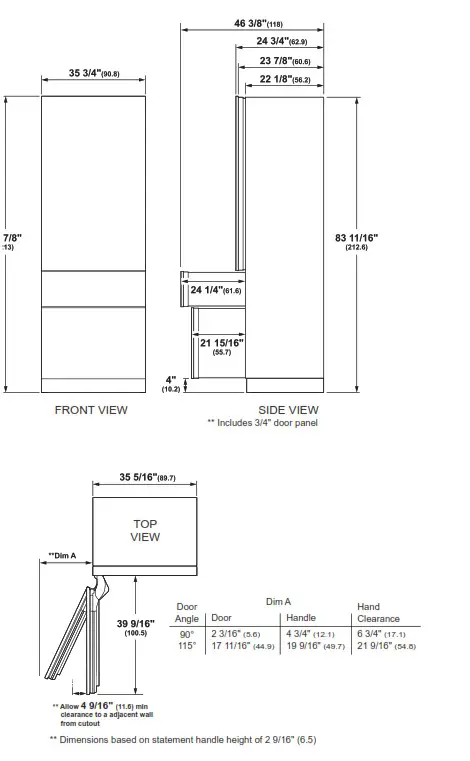 MONOGRAM ZIC363IPVRH 36 Inch Integrated Bottom Freezer Refrigerator - fig 1