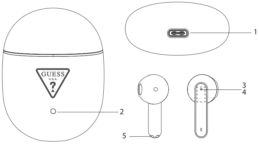 GUTWST82 Wireless Bluetooth Earbuds Parts instruction