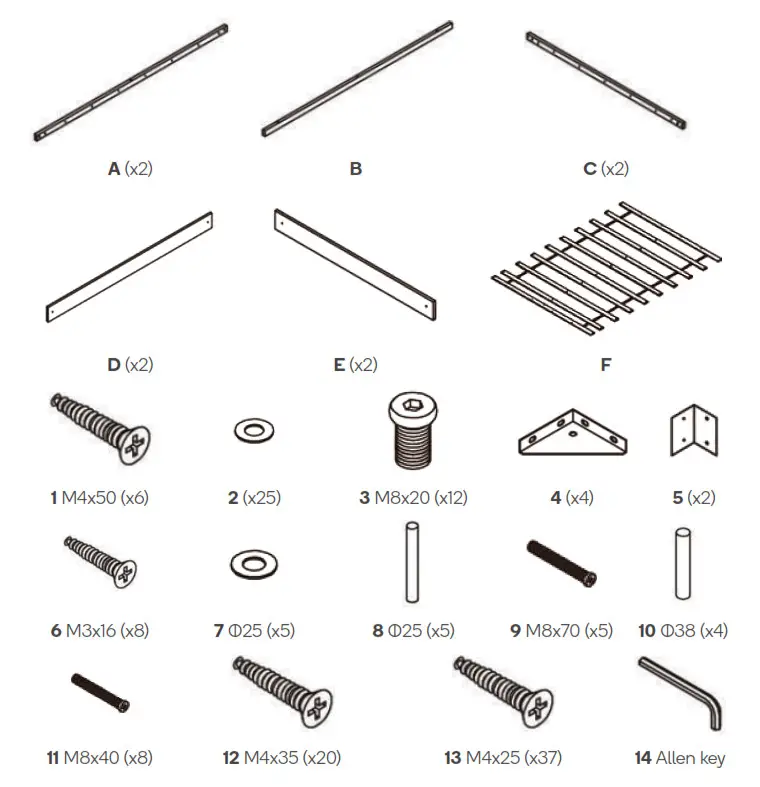 kogan OVPARKEBSBA Parker Bed - COMPONENTS