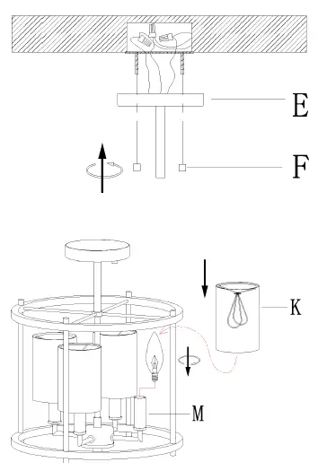 Uolfin 5069554 12.5 Inch Incandescent Semi-flush Mount Light 7