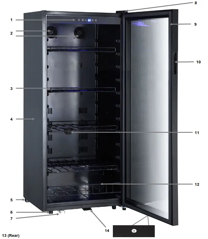 Whynter 124 Bottle Freestanding Wine Cabinet Refrigerator - Parts