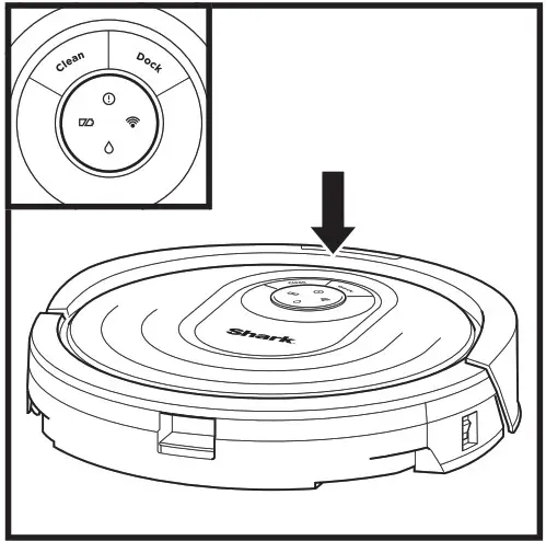 Shark RV2000WDBRN VACMOP Wet Dry Robot Floor Cleaner - BUTTONS AND INDICATOR LIGHTS 1
