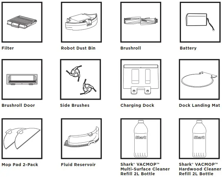 Shark RV2000WDBRN VACMOP Wet Dry Robot Floor Cleaner - REPLACEMENT PARTS